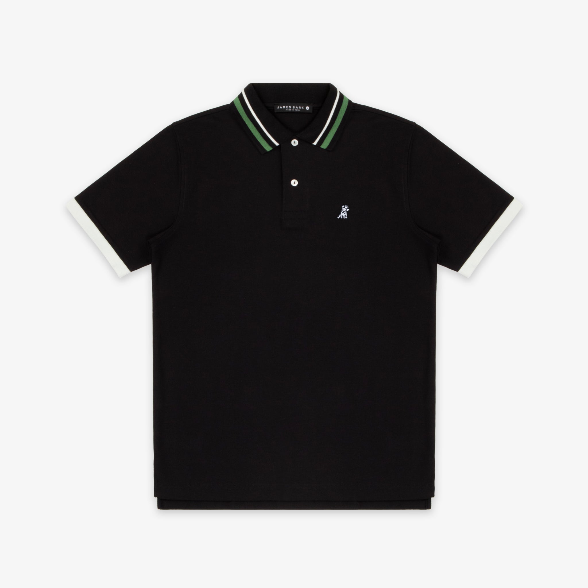 Men's Green Striped Accents Piqué Polo Shirt - JAMES BARK