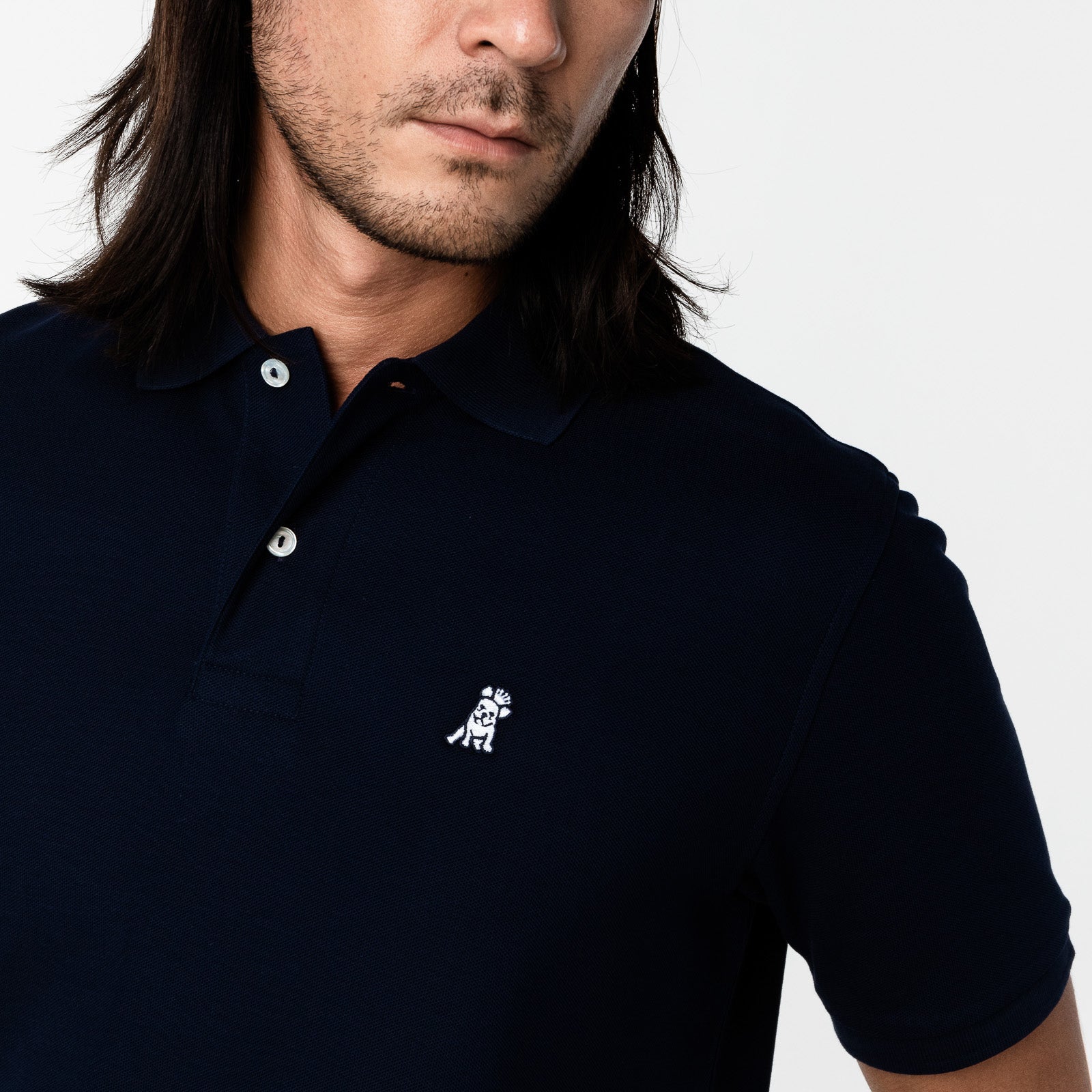 Men's Navy Regular Fit Polo Shirt - White Bark - JAMES BARK