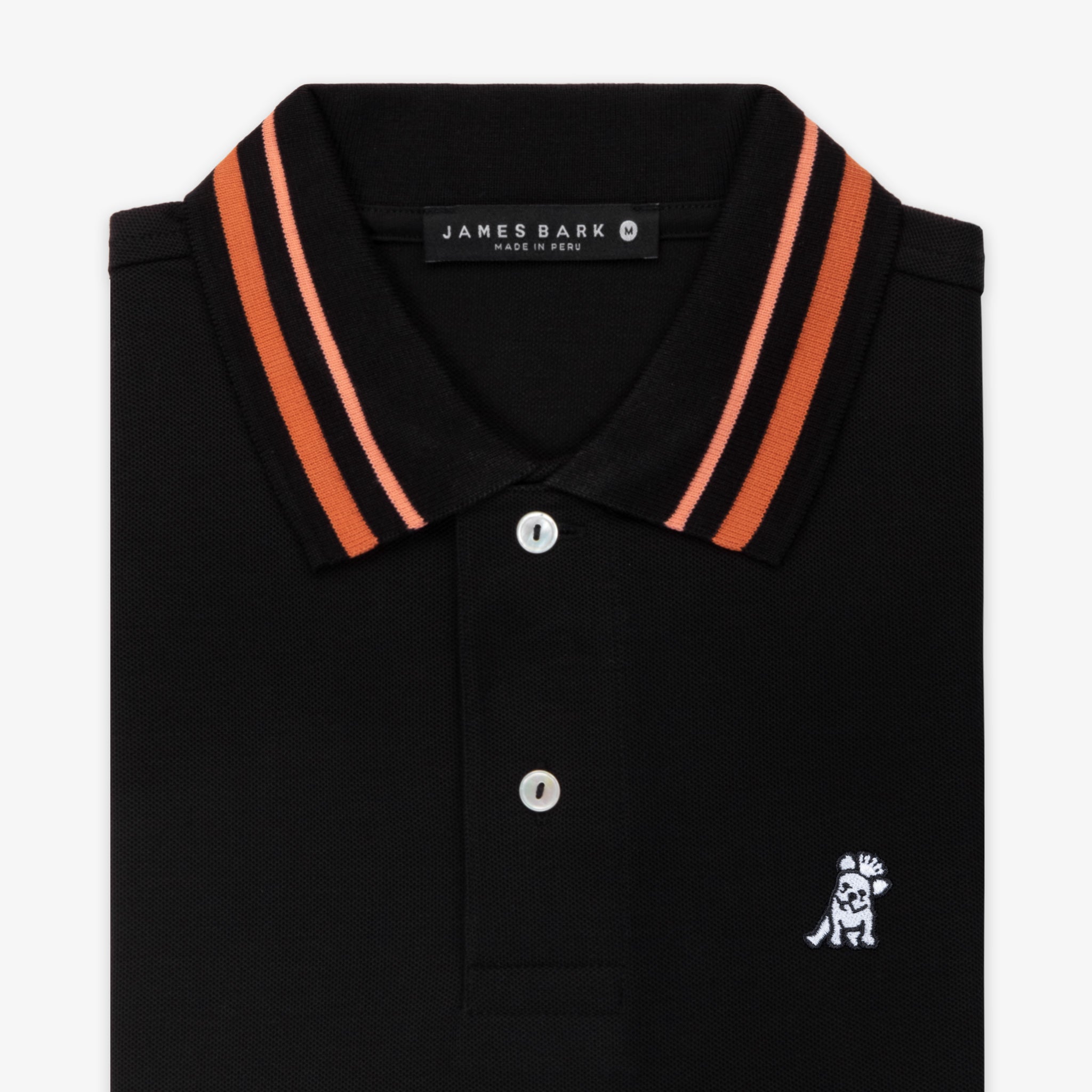 Men's Orange Striped Accents Piqué Polo Shirt - JAMES BARK
