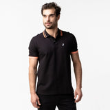 Men's Orange Striped Accents Piqué Polo Shirt - JAMES BARK