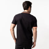 Men's Orange Striped Accents Piqué Polo Shirt - JAMES BARK