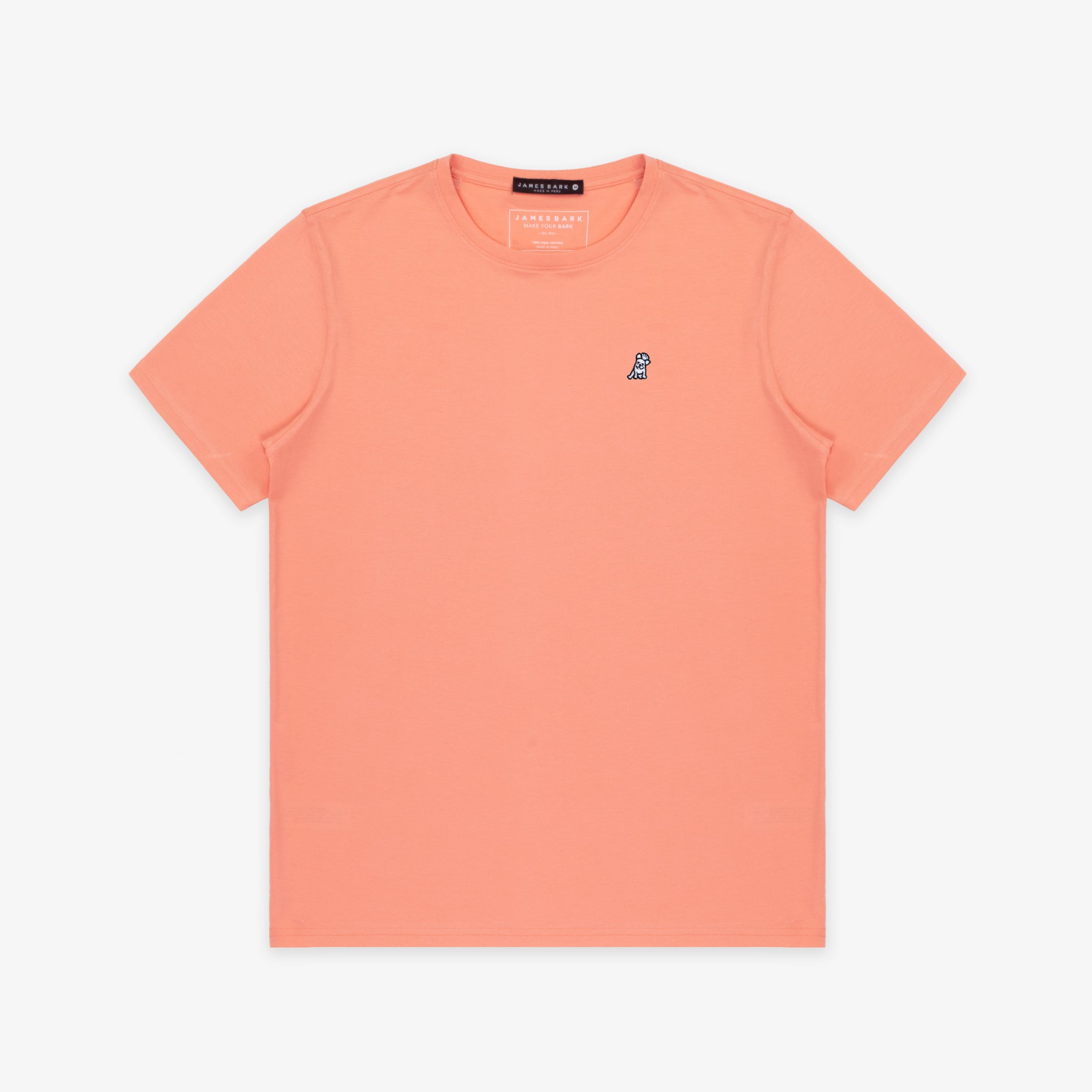 Men's Peach Pink Crew Neck Jersey T-Shirt - White Bark - JAMES BARK