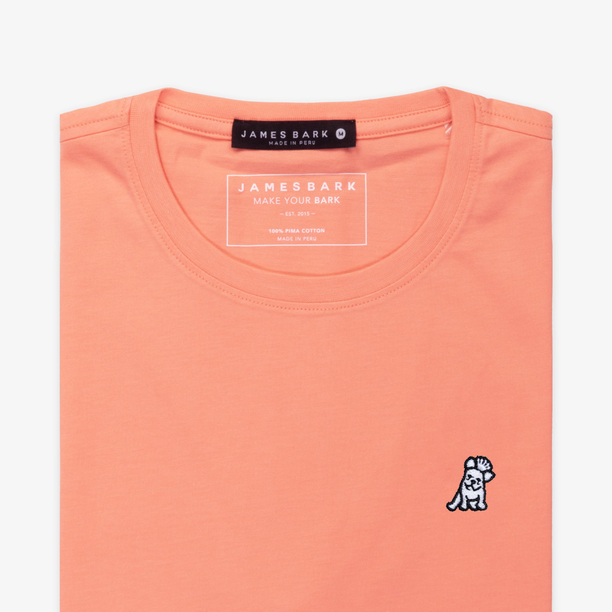 Men's Peach Pink Crew Neck Jersey T-Shirt - White Bark - JAMES BARK