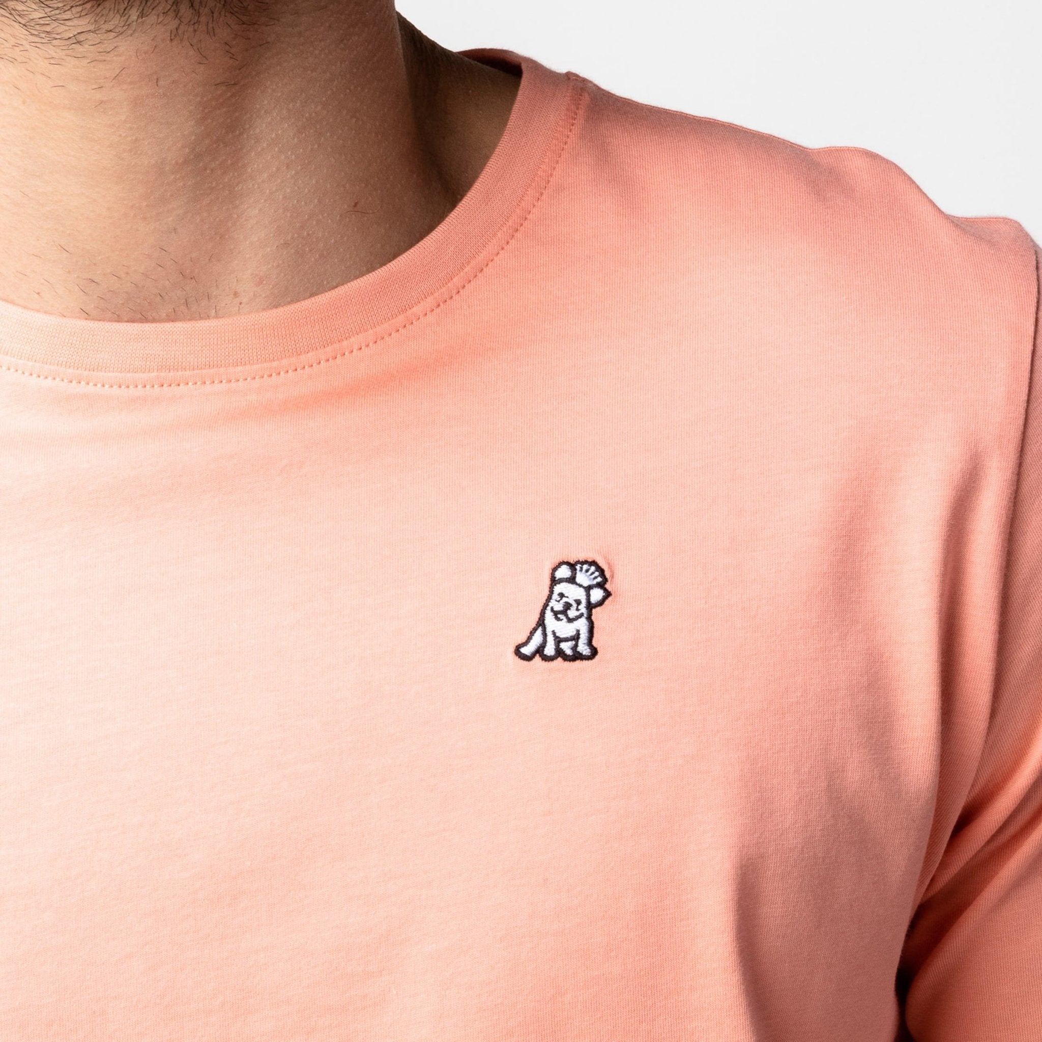 Men's Peach Pink Crew Neck Jersey T-Shirt - White Bark - JAMES BARK
