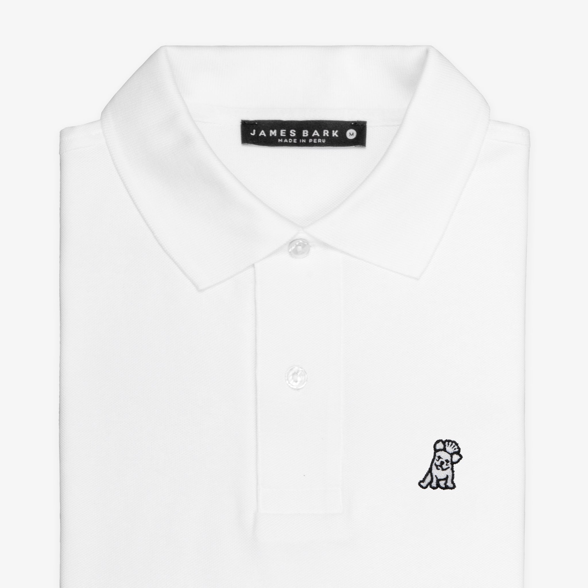 Men's White Regular Fit Polo Shirt - White Bark - jamesbark-usa
