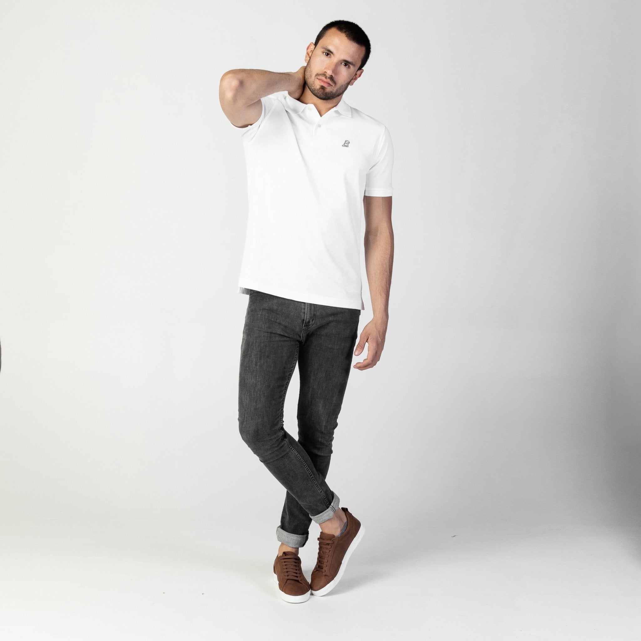 Men's White Regular Fit Polo Shirt - White Bark - jamesbark-usa