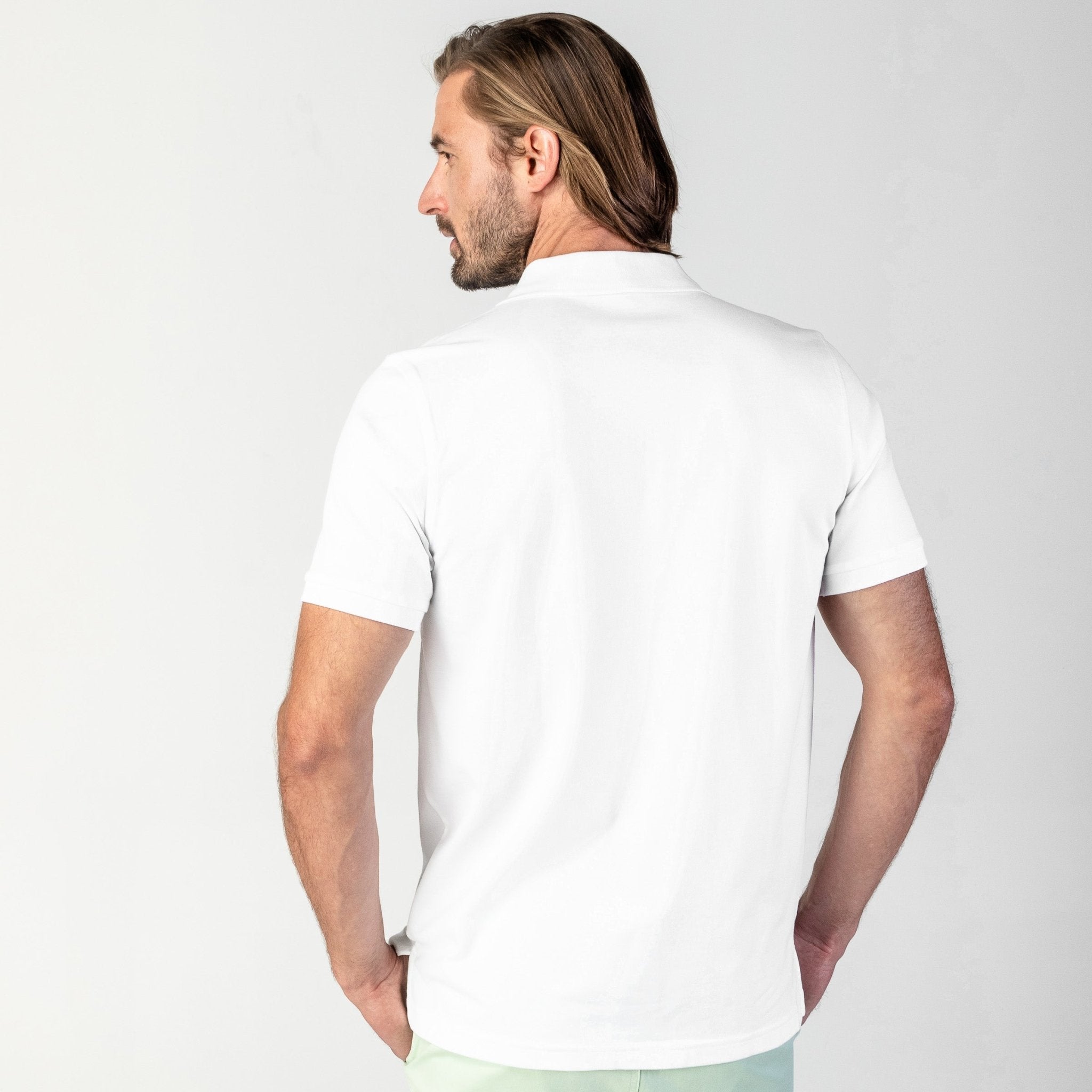 Men's White Travel Polo Shirt - White Bark - jamesbark-usa