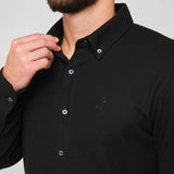 Camisa Negra Manga Larga para Hombre