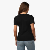 Camiseta Negra Manga Corta Cuello Redondo Logo Dorado para Mujer