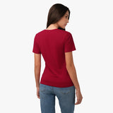 Camiseta Roja Manga Corta Cuello Redondo Logo Blanco para Mujer