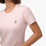 Camiseta Rosada Manga Corta Cuello Redondo Logo Blanco para Mujer