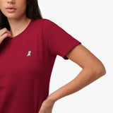 Camiseta Roja Manga Corta Cuello Redondo Logo Blanco para Mujer