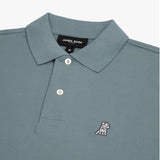 Polo Azul Acero Logo Gris Niño