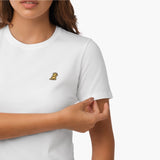 Camiseta Blanca Manga Corta Cuello Redondo Logo Dorado para Mujer