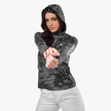 Camisa Playera Camuflaje Manga Larga con Capucha para Mujer