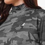 Camisa Playera Camuflaje Manga Larga con Capucha para Mujer