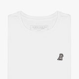 Camiseta Blanca Manga Corta Cuello Redondo Logo Blanco para Mujer