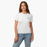 Camiseta Blanca Manga Corta Cuello Redondo Logo Dorado para Mujer