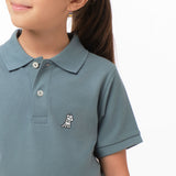 Polo Azul Acero Logo Blanco Niño