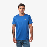 Camiseta Azul Marino Manga Corta Cuello Redondo Logo Blanco para Hombre