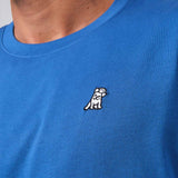 Camiseta Azul Marino Manga Corta Cuello Redondo Logo Blanco para Hombre