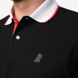Polo Negra con Rayas y Detalles Rojos y Blancos
