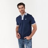 Polo Azul Cuello a Contraste Azul Claro