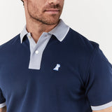 Polo Azul Cuello a Contraste Azul Claro