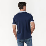 Polo Azul Cuello a Contraste Azul Claro