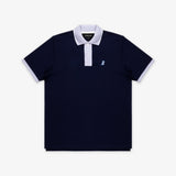 Polo Azul Cuello a Contraste Azul Claro