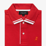 Polo Roja con Detalles a Rayas