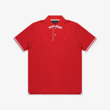 Polo Roja con Detalles a Rayas