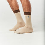Beige Color Block Socks - JAMES BARK