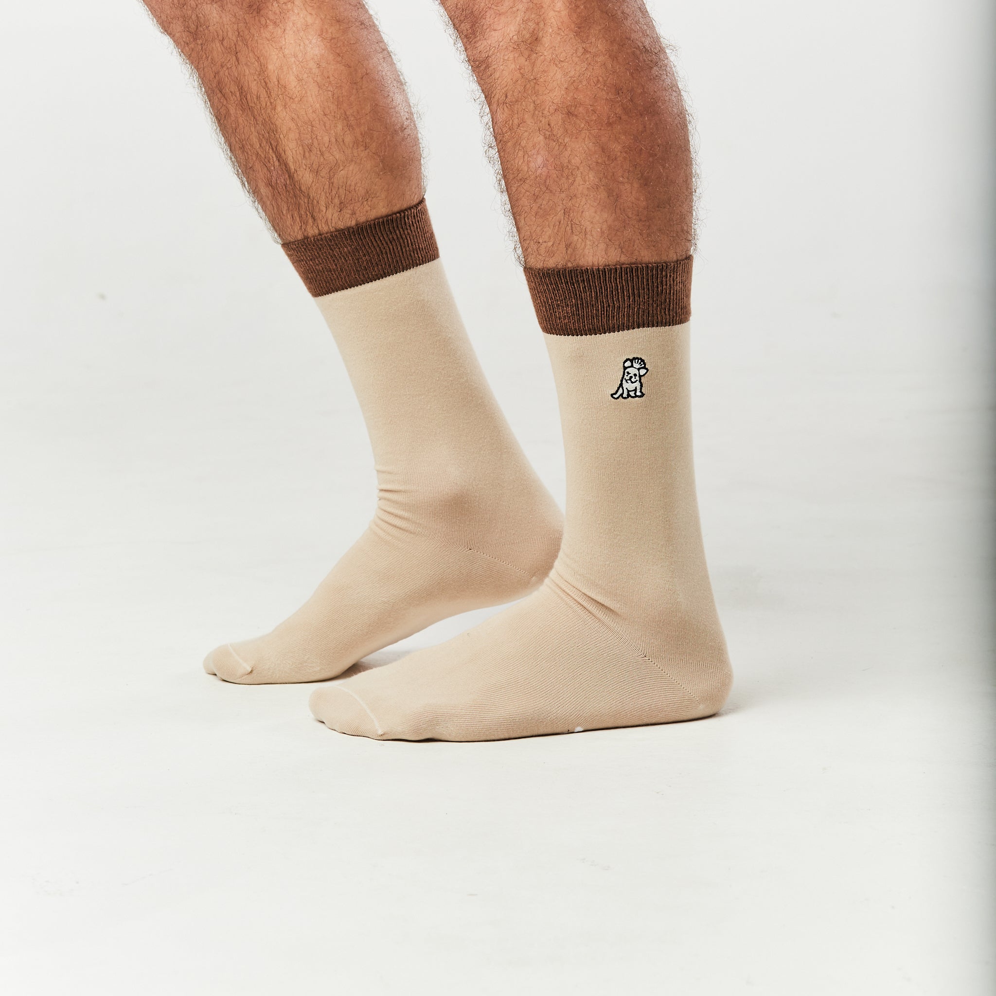 Beige Color Block Socks - JAMES BARK