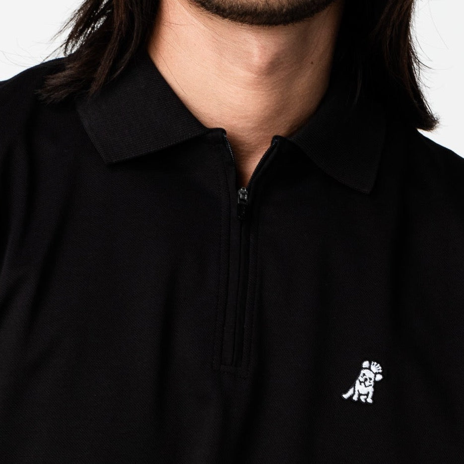 Men's Black Traveler Polo Shirt - White Bark - jamesbark-usa