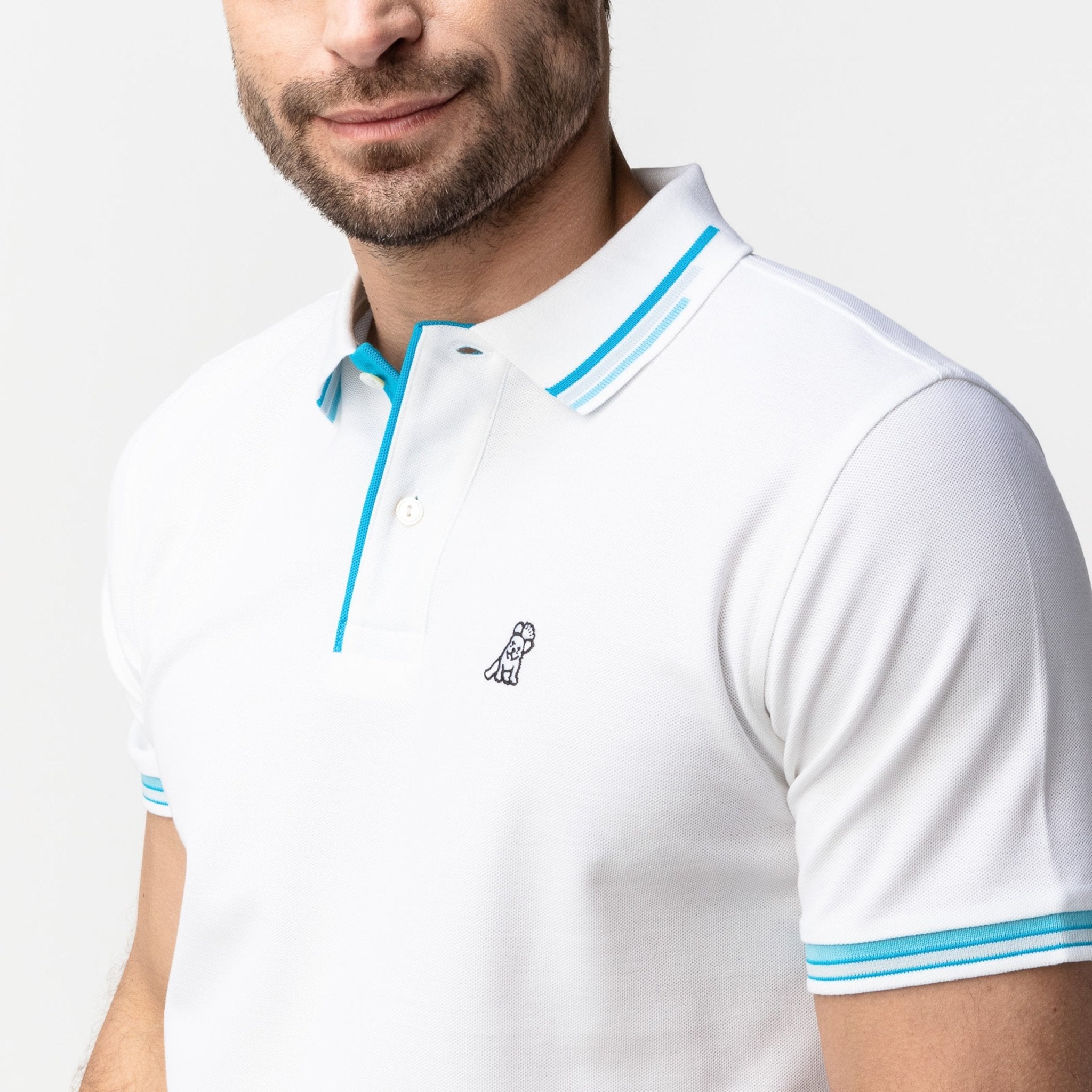 Men's Blue Contrast Stripe Polo Shirt - JAMES BARK