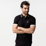 Men's Green Striped Accents Piqué Polo Shirt - JAMES BARK