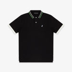 Men's Green Striped Accents Piqué Polo Shirt - JAMES BARK