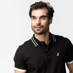 Men's Green Striped Accents Piqué Polo Shirt - JAMES BARK