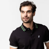Men's Green Striped Accents Piqué Polo Shirt - JAMES BARK