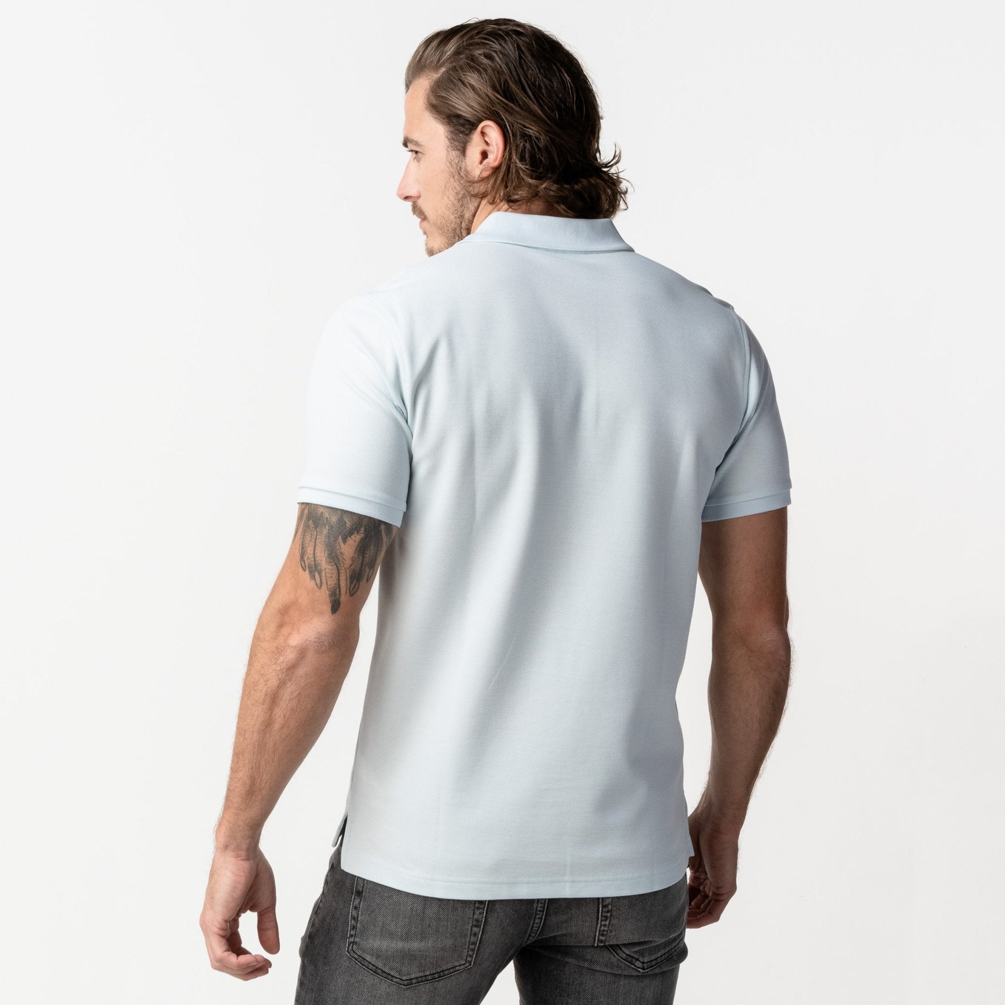 Men's Ilusion Blue Regular Fit Polo Shirt - White Bark - JAMES BARK