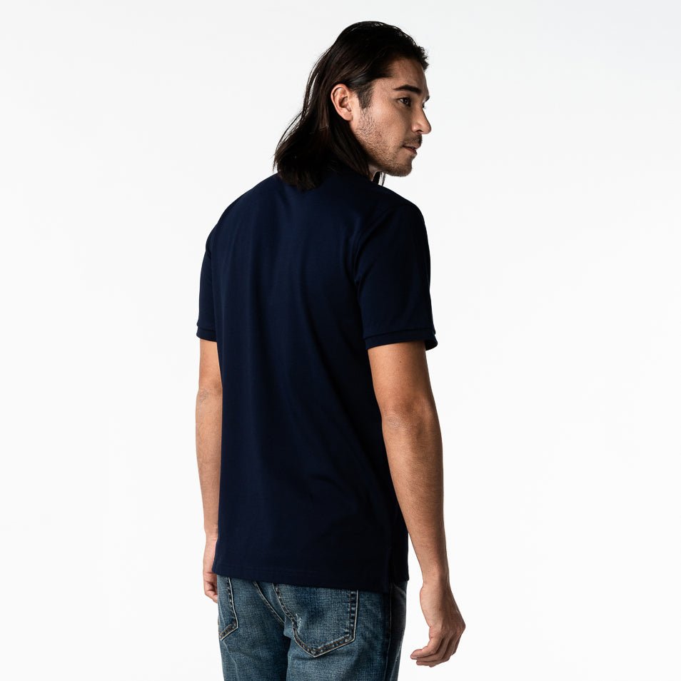 Men's Navy Traveler Polo Shirt - White Bark - jamesbark-usa