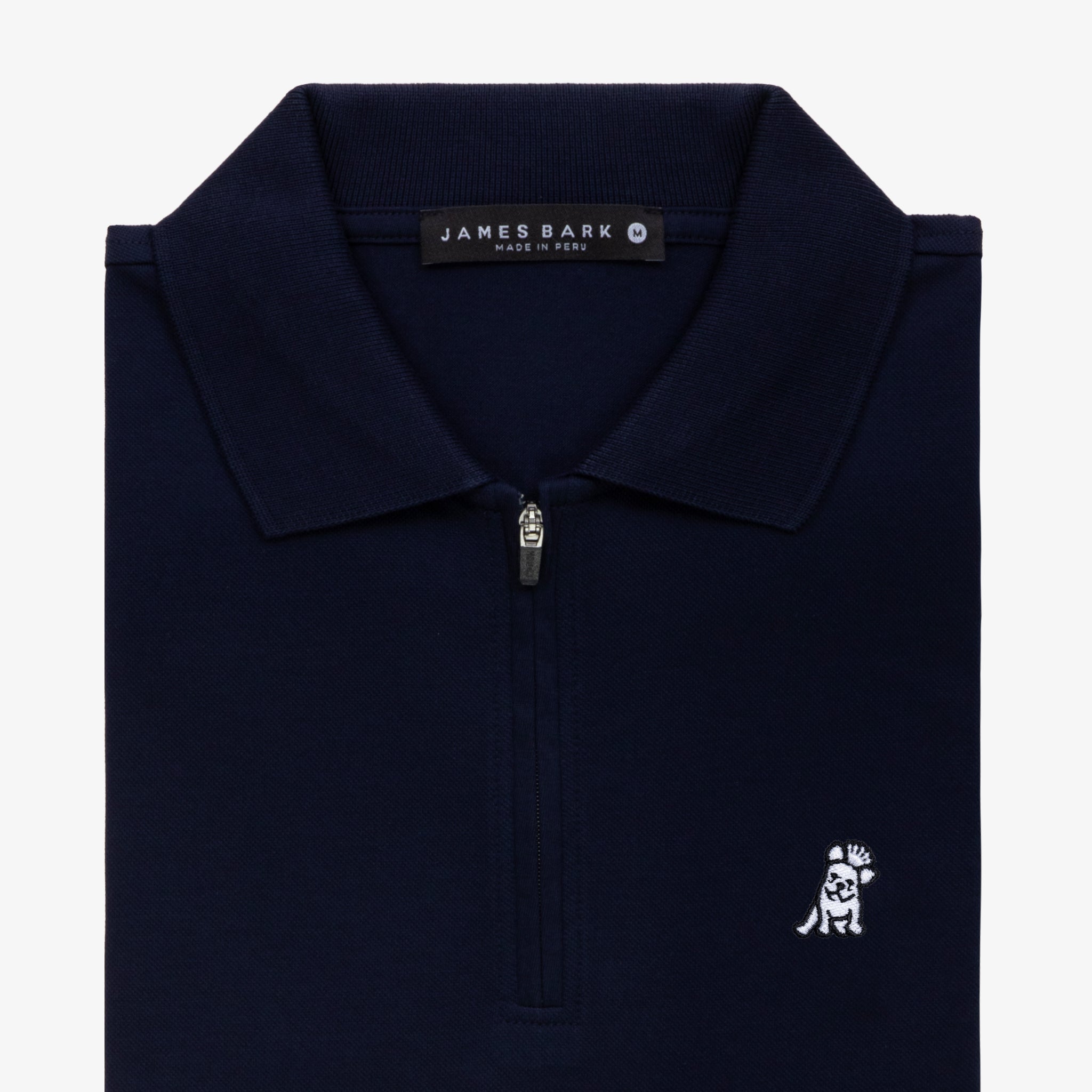Men's Navy Traveler Polo Shirt - White Bark - jamesbark-usa