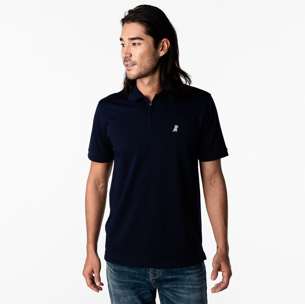 Men's Navy Traveler Polo Shirt - White Bark - jamesbark-usa