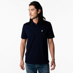 Men's Navy Traveler Polo Shirt - White Bark - jamesbark-usa