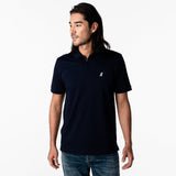 Men's Navy Traveler Polo Shirt - White Bark - jamesbark-usa