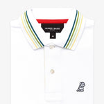 Men's White Green Stripe Details Polo Shirt - JAMES BARK