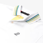 Men's White Green Stripe Details Polo Shirt - JAMES BARK