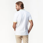 Men's White Green Stripe Details Polo Shirt - JAMES BARK