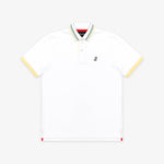 Men's White Green Stripe Details Polo Shirt - JAMES BARK